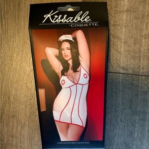 OS/XL White and Red Nurse Lingerie